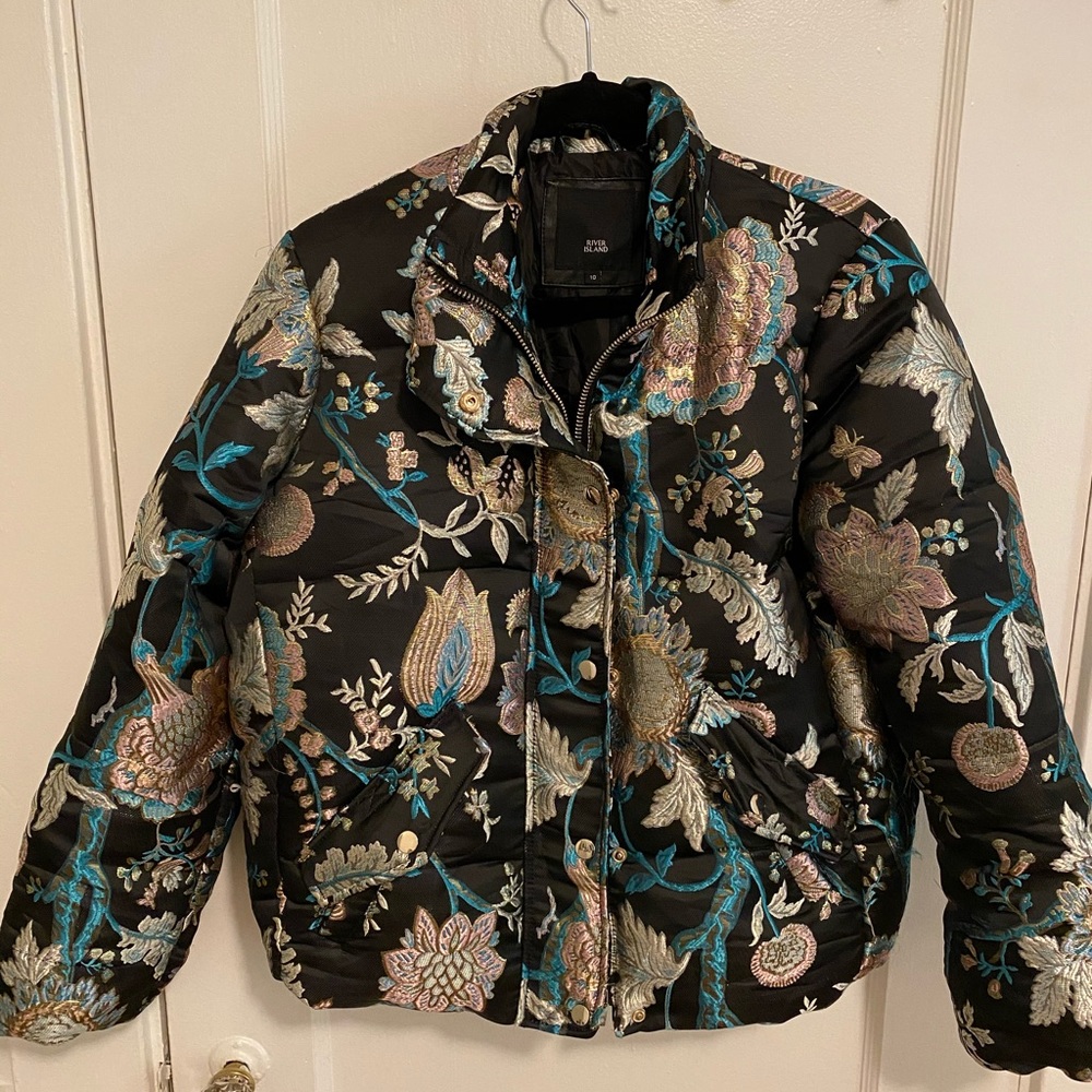 Metallic Embroidered Bomber Jacket - Picture 2 of 4